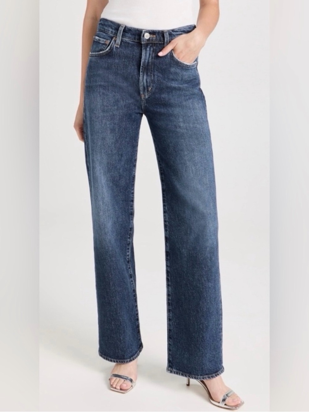 AGOLDE Harper Mid Rise Relaxed Straight Jeans in Tempo Size 28